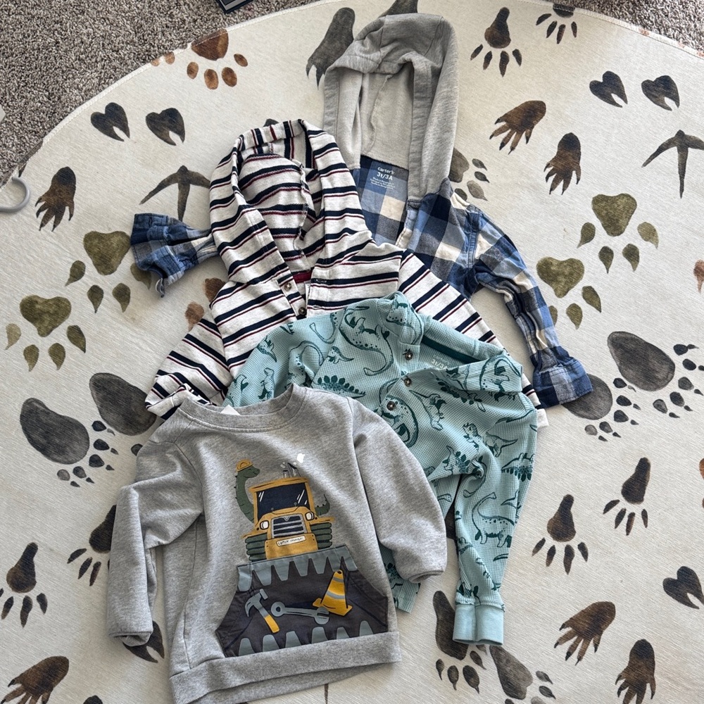 Carter's Gray Sweatshirt with Dinosaur and Truck Design